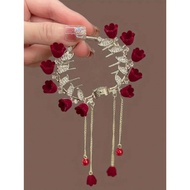 MERAH Karina Circle Hair Clip – Circle Clip with Beautiful Red Flowers - Circle Karina