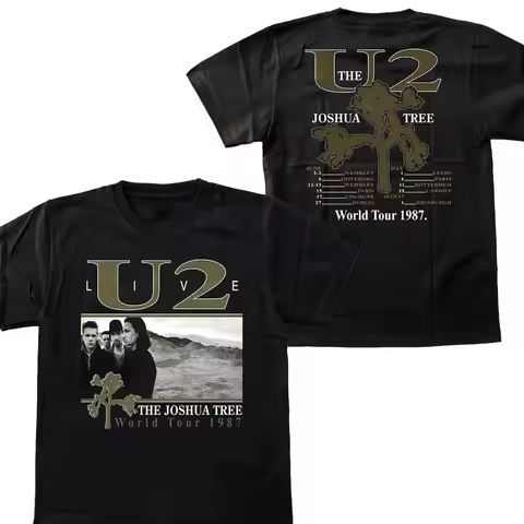 Vintage U2 Rock Band Live The Joshua Tree World Tour 1987 T-Shirt Fan Gift S-3XL