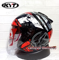 HELM KYT GALAXY FLAT R #5 BLACK RED|HELEM HALF FACE KYT GALAXI