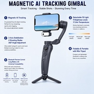 Handheld Gimbal Stabilizer 3-Axis Anti-Shake Foldable Phone Gimbal AI Face Tracking Fill Light Bluet