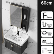 ⚡FLASH⚡Black aluminum 60 cm wall mounted bathroom cabinet ceramic sink with mirror box basin sink ta