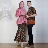 Baju Couple Batik Modern Busana Muslim Kebaya Batik Cp Anisha Dusty