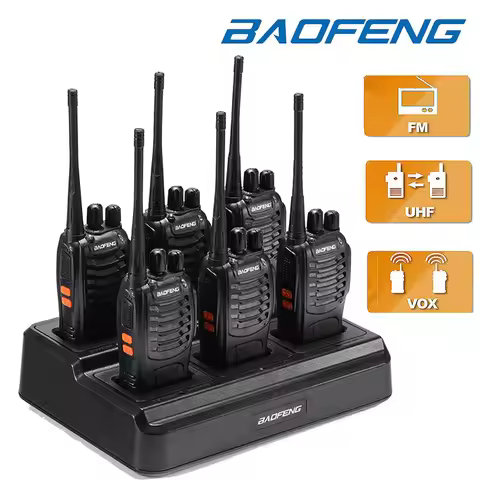 6X Baofeng BF-888S UHF Walkie Talkie Long Range VOX Two Way Radio+Six-Way Charger for Baofeng BF-888