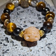 【Dream Crystal Art】耀金噬月-吞金獸黑金超七雙尖水晶設計手串