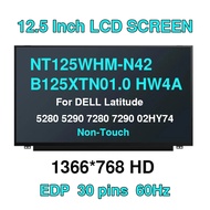 12.5 Inch Laptop LCD Screen Panel NT125WHM-N42 B125XTN01.0 HW4A For DELL Latitude 5280 5290 7280 729