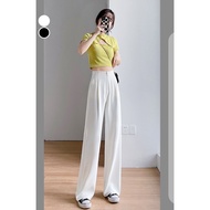 Big size straight-leg office pants in pastel tones, easy to mix and match for school and work, 95cm 