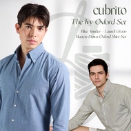 [Set] Cubrito Oxford Shirt เสื้อเชิ้ตผู้ชาย แขนยาว Button-Down สีฟ้า Yonder และ สีเขียว Laurel Green