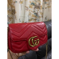 GUCCI Handbag Red Leather