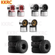 4pcs 1.0" Inch Metal Beadlock Wheel Rubber Tire for RC Crawler 1/18 TRX4M 1/24 SCX24 AX24 FMS FCX24 