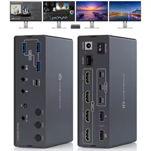 USB C KVM Switch Docking Station for 3 Computers 4 Monitors with DisplayLink Technology 4K60Hz HDMI 