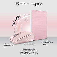 Seagate One Touch External HDD 2TB (Rose Gold) + Logitech MX Anywhere 3 (Rose) Bundle