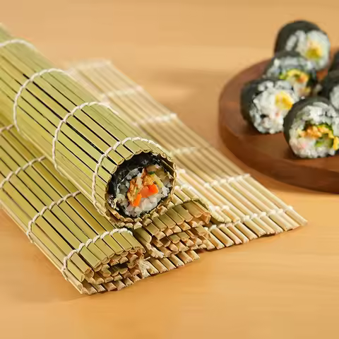 Square Sushi Roller Mat Natural Bamboo Sushi Mat Green Bamboo Sushi Rolling Mat Sushi Making Kit Sus