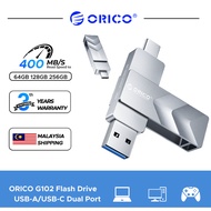 ORICO 2-in-1 USB-A Type-c Flash Drive 256GB 128GB 64GB Pendrive 400MB/s for Smartphone Laptop (G102)
