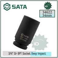Long Socket Wrench 3/ 4 Prong 34 mm 6PT Impact Deep Socket 34622 Sata Tools