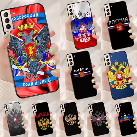 Russia Flag Coat Arms Cover For Samsung Galaxy S22 S23 Ultra S21 S20 FE S8 S9 S10 Plus Note 10 Note 
