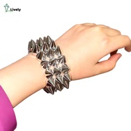 LIVELY Chunky Bracelet, Wide Band Triple Layer Stud Spiked Y2K Punk Bracelet, Grunge Style Goth Acce