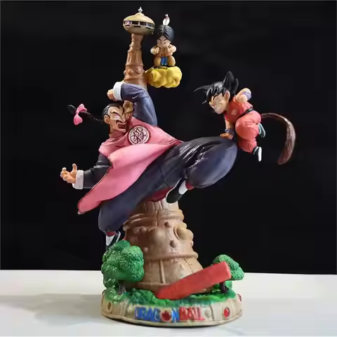 Dragon Ball Anime Figures Goku Figurine Tao Pai Pai Vs Son Goku Series Karin Tower 28cm Action Figur