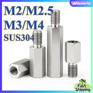 304 Stainless Steel Hex Standoff Male to Female M2 M2.5 M3 M4 Spacer Isolation Pillar Pin Threaded P