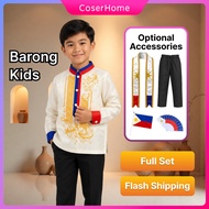 Full Set Barong Tagalog for Kids Boys Buwan ng Wika Costume Embroidery Design UN Day School Event