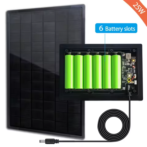 25W Solar Panel MPPT Charge Output 5V 12V 18650 Replaceable Battery Solar Cells Lamp Light Led Water