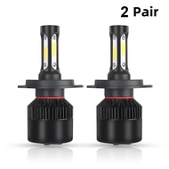 HLINKEY 【จัดส่งในพื้นที่】1 คู่ S2 H4 หลอดไฟหน้า LED รถยนต์สว่างมากสีขาวกันน้ําไฟหน้ารถ 6500K 8000LM 