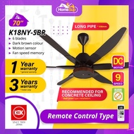 KDK K18ny-sbr Ceiling Fan – 70 Inch, Long Pipe, Twin DC, Remote Control, Dark Brown, Kipas Siling