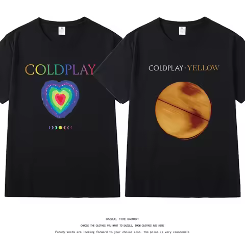 Coldplay Band Around Cotton T-shirt Summer Men and Women 2025 Concert Tour Trend Rock Street Loose H