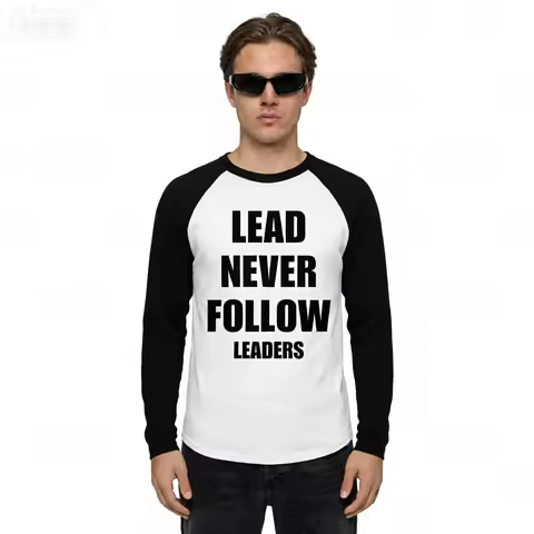 2026 Lead Never Follow Leaders 3D Printed Unisex Casual T-shirt Shirt Harajuku Street Round Neck Lon