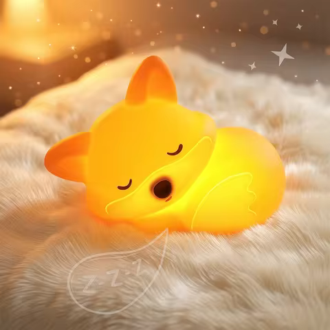 Fox Night Light, Squishy Silicone Lamp Novelty Gifts, Rechargeable Dimmable Timer Bedside Touch Nigh