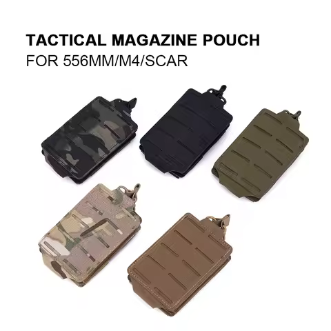 Tactical 556mm Mag Pouch Single Magazine Bag Open-Top MOLLE Bag for M4 M14 M16 AR-15 5.56MM Rifle Ma