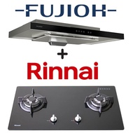 FUJIOH FR-MS1990R 90CM SLIMLINE HOOD WITH TOUCH CONTROL + RINNAI RB-7302S-GBS 2-BURNER GLASS GAS HOB