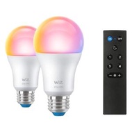 WiZ - 飛利浦Philips WiZ Wi-Fi 藍牙 8W LED E27 2燈泡1遙控套裝彩色黃光白光 Alexa /Google Home/ Siri Shortcuts