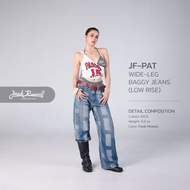 Jack Russel - Women Jeans กางเกงยีนส์ผู้หญิงทรงขาบาน - Handwerk JF-PAT Baggy Wide Leg Low Fade Mosai