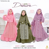 Gamis Brokat Anak Baju Pesta Cewek Dress Polos Damira Setelan Hijab
