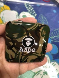 二手個人收藏狂野愛的一發可裝3-6發AAPE APE 方型 猿人 鐵盒 收藏品 盒子 綠迷彩  收納盒