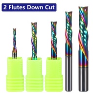 DLC Coating CNC 2 Flutes Left Milling Cutter Down Cut 3.175/4/5/6mm Carbide Spiral Wood End Mill Tools Router Bits