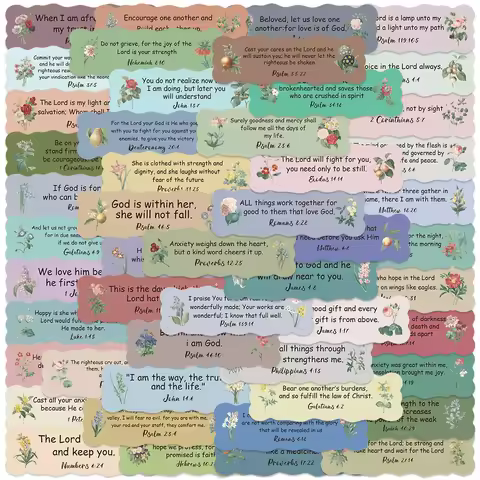 50pcs Aesthetic Flowers Bible Verse Stickers Inspirational Decals For Luggage Guitar Laptop Phone Wa