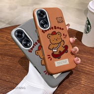Case For OPPO A98 5G A97 5G Anti drop soft leather phone case aesthetic skateboard cute little bear 