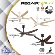 REGAIR INOVO F35 DC Motor Ceiling Fan 46" / 56" (Light Wood/Dark Wood) 5 Blades | Remote Control | K
