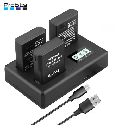 Probty 1500mAh EN-EL14, EN-EL14a Battery and 3 Slot Charger For Nikon Coolpix P7000, P7100, P7700, P