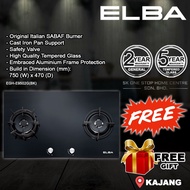 ELBA EGH-E9502G(BK) 5.0kW 2 Burner Built In Glass Hob / Gas Stoves / Glass Stove / Built in Hob w Sa