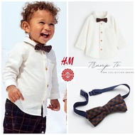 [HM Auth 100%] BOY'S SHIRT WITH BOW TIE BRAND HM HUNTING UK SZ FROM 4/6M to 2/3Y