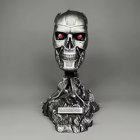 T800 Endoskeleton Skull Statue T2 Judgment Day Collectible Model Movie Anime Game Bust Desktop Ornam