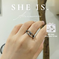 925 sterling silver women's ring with X-shaped mesh, modern and individual | October 20th gift for w