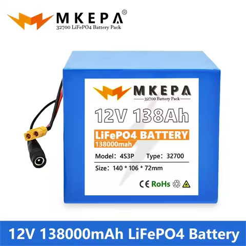 32700 Lifepo4 Battery 12V Battery Pack 138000mAh 4S3P Built-in 40A Balanced BMS for Electric Boat an