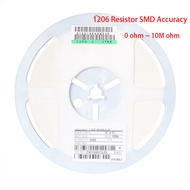 100PCS 1206 Resistor SMD Accuracy 1% 0 ohm ~ 10M ohm 1K 2.2K 10K 100K 1R 10R 100R 150R 220R 330R 0 1