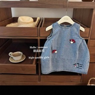 Baby Girl's Dress Cute Small Mushroom Children's Dress Girl's Western Style Summer Skirt Embroidered