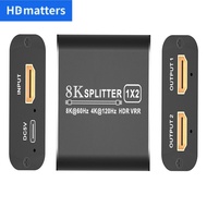 HDMI 2.1 Splitter 1 in 2 Out HDCP 2.3 8K@60Hz 4k@120Hz HDMI 40Gbps Video Splitter HDR for TV Xbox Pr