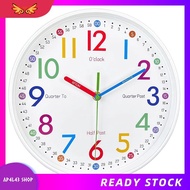[ap4l43.] Wall Clock for Kids Learning to Tell Time Easily Non Ticking Battery Operated for Kids Roo