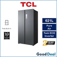 TCL 621L Side by Side Inverter Refrigerator Peti Sejuk Fridge